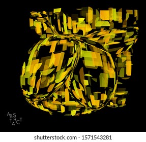 Abstract futuristic shape made of small transparent particle explosion. Optical art geometric  background with high speed of motion. Futuristic vector illustration isolated on black