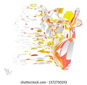 Abstract futuristic shape made of small particle explosion. Optical art geometric  background with high speed of motion. Futuristic vector illustration isolated on white
