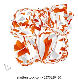 Abstract futuristic shape made of small particle explosion. Optical art geometric  background with high speed of motion. Futuristic vector illustration isolated on white