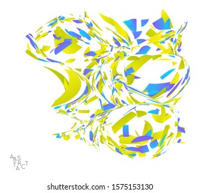Abstract futuristic shape made of small particle explosion. Optical art geometric  background with high speed of motion. Futuristic vector illustration isolated on white