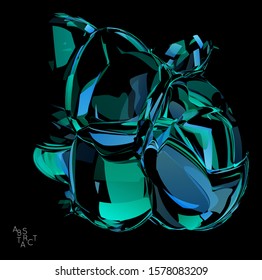 Abstract futuristic shape made of small transparent particle explosion. Optical art geometric  background with high speed of motion. Futuristic vector illustration isolated on black
