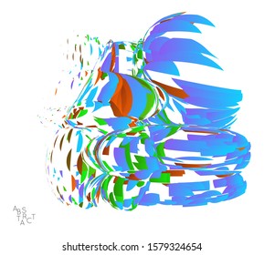 Abstract futuristic shape made of small particle explosion. Optical art geometric  background with high speed of motion. Futuristic vector illustration isolated on white
