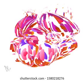Abstract futuristic shape made of small particle explosion. Optical art geometric  background with high speed of motion. Futuristic vector illustration isolated on white