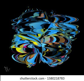 Abstract futuristic shape made of small transparent particle explosion. Optical art geometric  background with high speed of motion. Futuristic vector illustration isolated on black