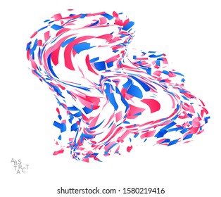Abstract futuristic shape made of small particle explosion. Optical art geometric  background with high speed of motion. Futuristic vector illustration isolated on white