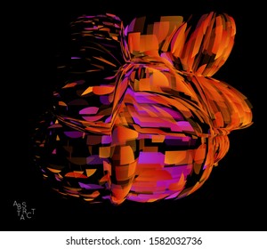 Abstract futuristic shape made of small transparent particle explosion. Optical art geometric  background with high speed of motion. Futuristic vector illustration isolated on black