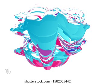 Abstract futuristic shape made of small particle explosion. Optical art geometric  background with high speed of motion. Futuristic vector illustration isolated on white