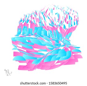 Abstract futuristic shape made of small particle explosion. Optical art geometric  background with high speed of motion. Futuristic vector illustration isolated on white