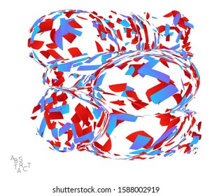 Abstract futuristic shape made of small particle explosion. Optical art geometric  background with high speed of motion. Futuristic vector illustration isolated on white