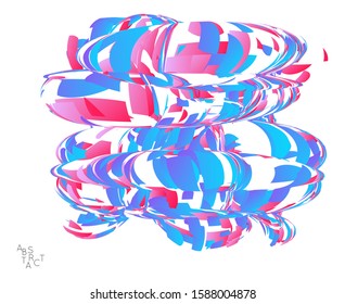 Abstract futuristic shape made of small particle explosion. Optical art geometric  background with high speed of motion. Futuristic vector illustration isolated on white