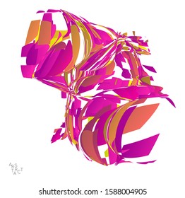 Abstract futuristic shape made of small particle explosion. Optical art geometric  background with high speed of motion. Futuristic vector illustration isolated on white