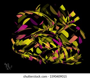 Abstract futuristic shape made of small transparent particle explosion. Optical art geometric  background with high speed of motion. Futuristic vector illustration isolated on black