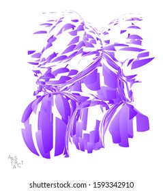 Abstract futuristic shape made of small particle explosion. Optical art geometric  background with high speed of motion. Futuristic vector illustration isolated on white
