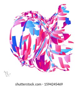 Abstract futuristic shape made of small particle explosion. Optical art geometric  background with high speed of motion. Futuristic vector illustration isolated on white