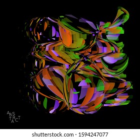 Abstract futuristic shape made of small transparent particle explosion. Optical art geometric  background with high speed of motion. Futuristic vector illustration isolated on black