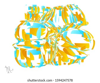 Abstract futuristic shape made of small particle explosion. Optical art geometric  background with high speed of motion. Futuristic vector illustration isolated on white