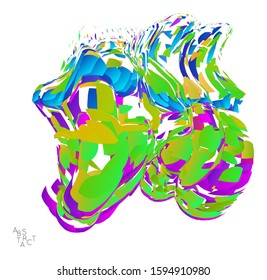 Abstract futuristic shape made of small particle explosion. Optical art geometric  background with high speed of motion. Futuristic vector illustration isolated on white