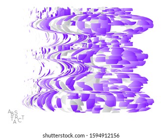 Abstract futuristic shape made of small particle explosion. Optical art geometric  background with high speed of motion. Futuristic vector illustration isolated on white