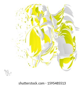 Abstract futuristic shape made of small particle explosion. Optical art geometric  background with high speed of motion. Futuristic vector illustration isolated on white