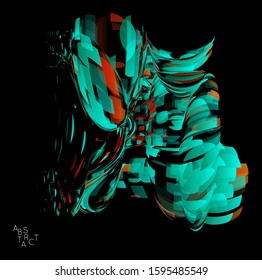 Abstract futuristic shape made of small transparent particle explosion. Optical art geometric  background with high speed of motion. Futuristic vector illustration isolated on black