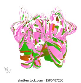 Abstract futuristic shape made of small particle explosion. Optical art geometric  background with high speed of motion. Futuristic vector illustration isolated on white