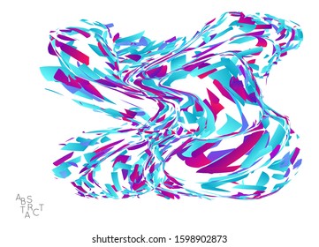 Abstract futuristic shape made of small particle explosion. Optical art geometric  background with high speed of motion. Futuristic vector illustration isolated on white