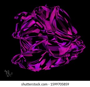 Abstract futuristic shape made of small transparent particle explosion. Optical art geometric  background with high speed of motion. Futuristic vector illustration isolated on black