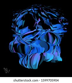 Abstract futuristic shape made of small transparent particle explosion. Optical art geometric  background with high speed of motion. Futuristic vector illustration isolated on black