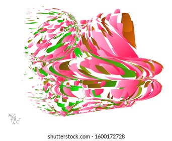 Abstract futuristic shape made of small particle explosion. Optical art geometric  background with high speed of motion. Futuristic vector illustration isolated on white