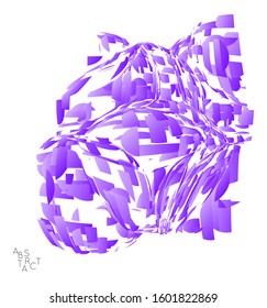 Abstract futuristic shape made of small particle explosion. Optical art geometric  background with high speed of motion. Futuristic vector illustration isolated on white