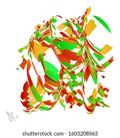 Abstract futuristic shape made of small particle explosion. Optical art geometric  background with high speed of motion. Futuristic vector illustration isolated on white