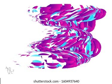 Abstract futuristic shape made of small particle explosion. Optical art geometric  background with high speed of motion. Futuristic vector illustration isolated on white