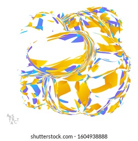 Abstract futuristic shape made of small particle explosion. Optical art geometric  background with high speed of motion. Futuristic vector illustration isolated on white