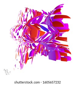 Abstract futuristic shape made of small particle explosion. Optical art geometric  background with high speed of motion. Futuristic vector illustration isolated on white