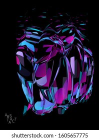 Abstract futuristic shape made of small transparent particle explosion. Optical art geometric  background with high speed of motion. Futuristic vector illustration isolated on black