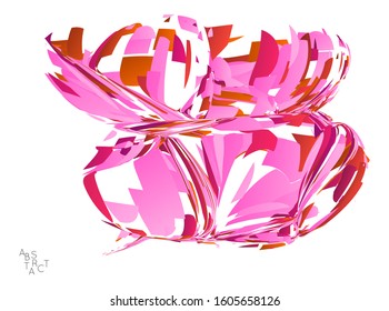 Abstract futuristic shape made of small particle explosion. Optical art geometric  background with high speed of motion. Futuristic vector illustration isolated on white