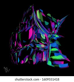 Abstract futuristic shape made of small transparent particle explosion. Optical art geometric  background with high speed of motion. Futuristic vector illustration isolated on black