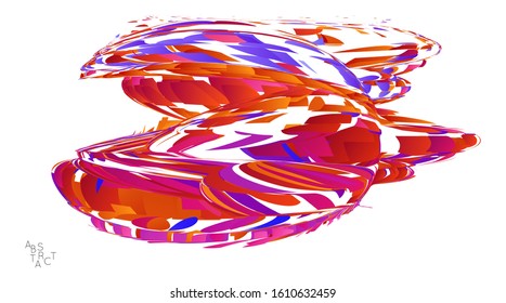 Abstract futuristic shape made of small particle explosion. Optical art geometric  background with high speed of motion. Futuristic vector illustration isolated on white