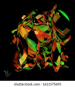 Abstract futuristic shape made of small transparent particle explosion. Optical art geometric  background with high speed of motion. Futuristic vector illustration isolated on black