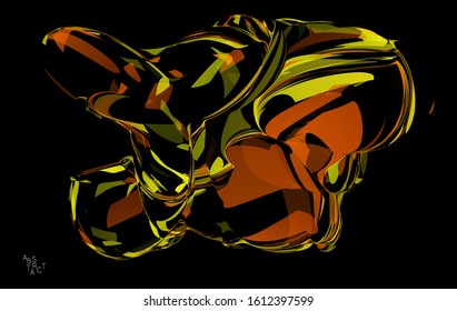 Abstract futuristic shape made of small transparent particle explosion. Optical art geometric  background with high speed of motion. Futuristic vector illustration isolated on black