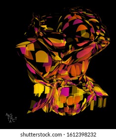 Abstract futuristic shape made of small transparent particle explosion. Optical art geometric  background with high speed of motion. Futuristic vector illustration isolated on black