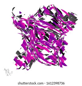 Abstract futuristic shape made of small particle explosion. Optical art geometric  background with high speed of motion. Futuristic vector illustration isolated on white