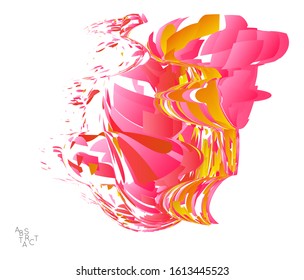 Abstract futuristic shape made of small particle explosion. Optical art geometric  background with high speed of motion. Futuristic vector illustration isolated on white