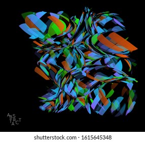 Abstract futuristic shape made of small transparent particle explosion. Optical art geometric  background with high speed of motion. Futuristic vector illustration isolated on black