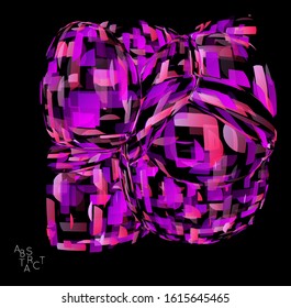 Abstract futuristic shape made of small transparent particle explosion. Optical art geometric  background with high speed of motion. Futuristic vector illustration isolated on black