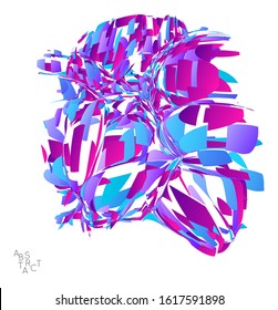 Abstract futuristic shape made of small particle explosion. Optical art geometric  background with high speed of motion. Futuristic vector illustration isolated on white