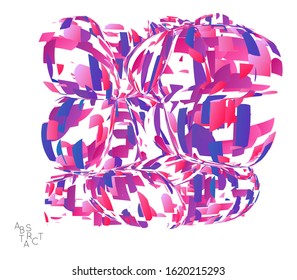 Abstract futuristic shape made of small particle explosion. Optical art geometric  background with high speed of motion. Futuristic vector illustration isolated on white