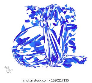 Abstract futuristic shape made of small particle explosion. Optical art geometric  background with high speed of motion. Futuristic vector illustration isolated on white