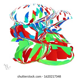 Abstract futuristic shape made of small particle explosion. Optical art geometric  background with high speed of motion. Futuristic vector illustration isolated on white