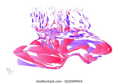 Abstract futuristic shape made of small particle explosion. Optical art geometric  background with high speed of motion. Futuristic vector illustration isolated on white